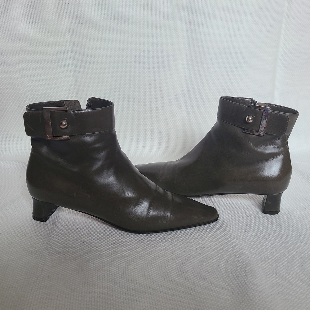 Louis Vuitton Ankle Boots Olive Green Size 36 1/2